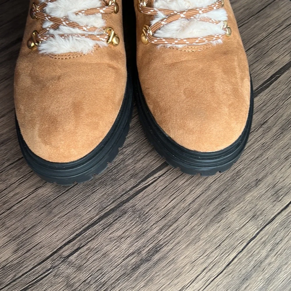 Worn Once!  J. Crew Factory Faux-Fur Winter Hiking Boots! - Picture 6 of 11